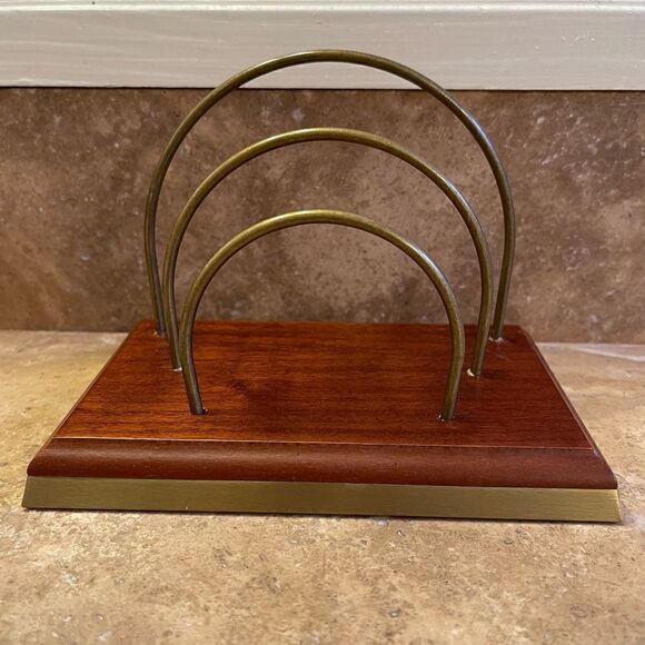 The Bombay Company Brass Arches & Trim Wood Letter Holder Vintage - Picture 2 of 16